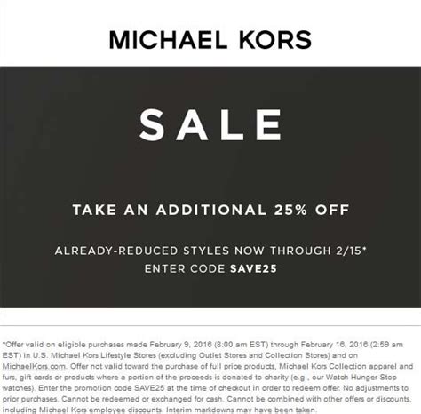 michael kors 25 off today promo code|Michael Kors sale promo code.